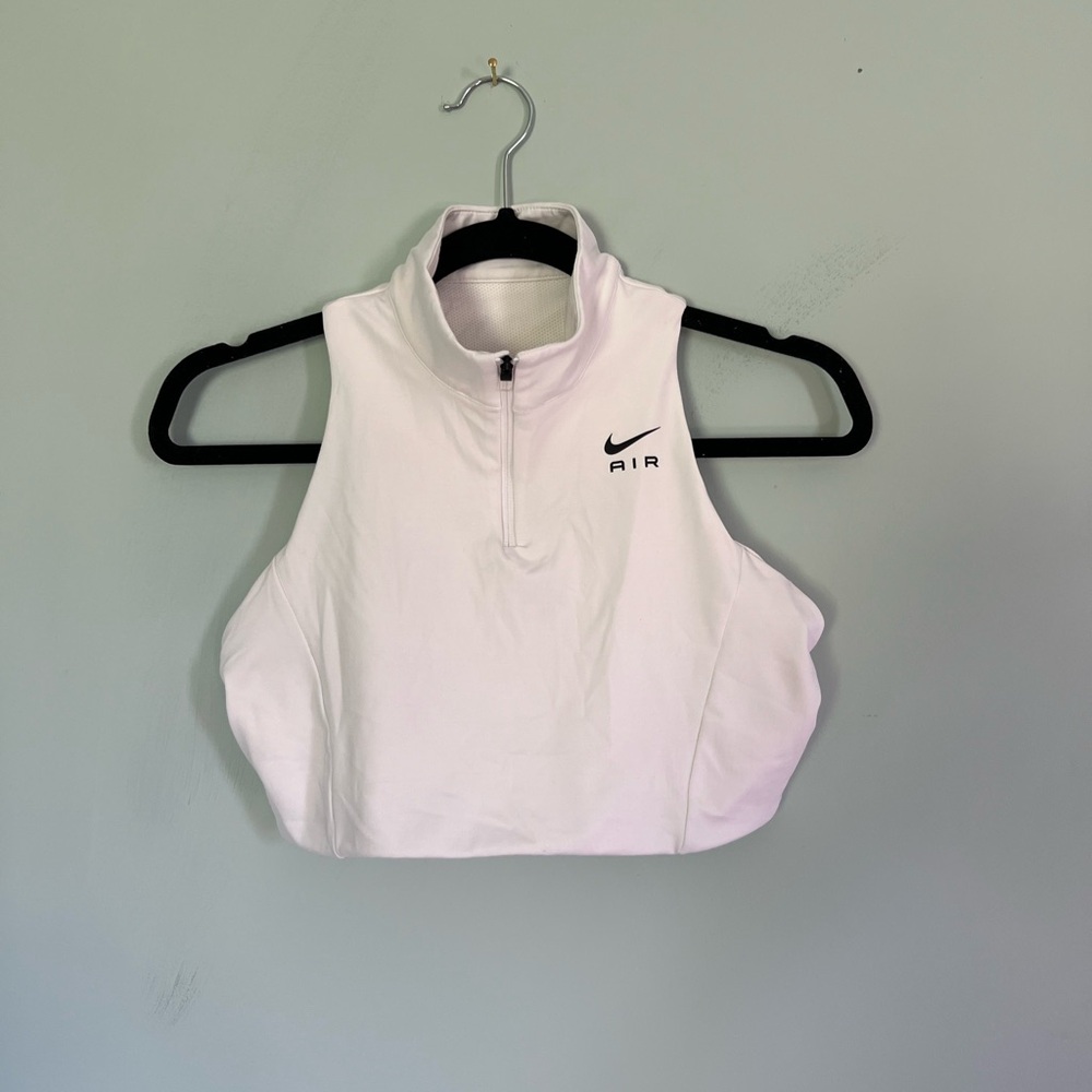 Nike White Sleeveless Zip-Up bra top